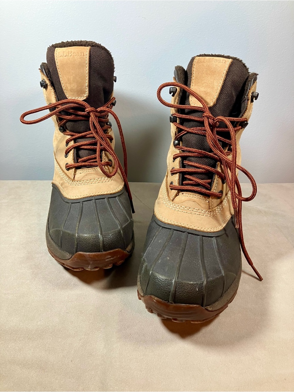 LL Bean Women's Primaloft Brown Duck Rain Boots Size 9 Med Waterproof Insulated